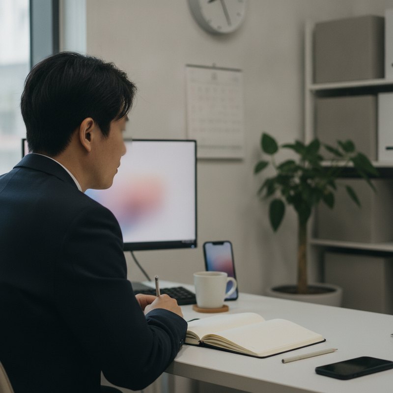 노트에 일정을 적는 손